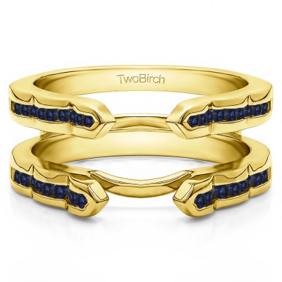 0.4 Ct. Sapphire Wave Cathedral Channel Set Ring Guard in Yellow Gold