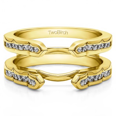 0.4 Ct. Wave Cathedral Channel Set Ring Guard in Yellow Gold