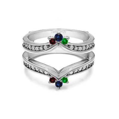 Genuine Birthstone Crown Inspired Contour Ring Guard(0.38 Carat)