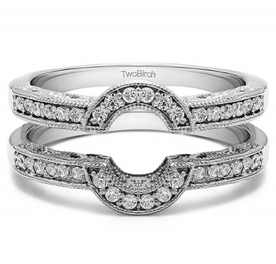 0.21 Ct. Filigree Millgrained Vintage Halo Ring Guard