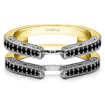 0.29 Ct. Cathedral Ring Guard with Millgrained Edges and Filigree Design in Two Tone Gold