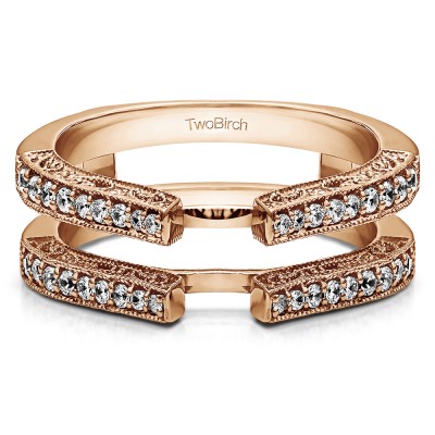 0.29 Ct. Cathedral Ring Guard with Millgrained Edges and Filigree Design in Rose Gold