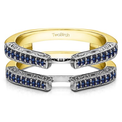 0.29 Ct. Cathedral Ring Guard with Millgrained Edges and Filigree Design in Two Tone Gold