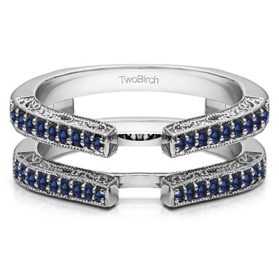 0.29 Ct. Sapphire Cathedral Ring Guard with Millgrained Edges and Filigree Design