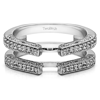 0.29 Ct. Cathedral Ring Guard with Millgrained Edges and Filigree Design