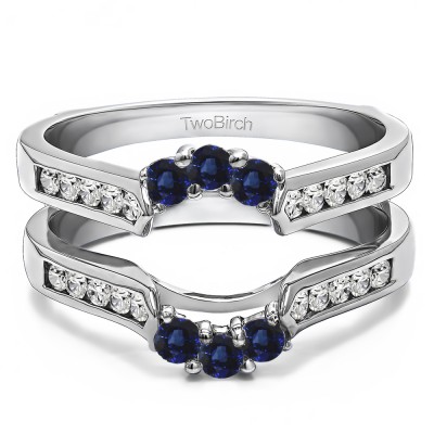 0.54 Ct. Sapphire and Diamond Royalty Inspired Half Halo Ring Guard Enhancer