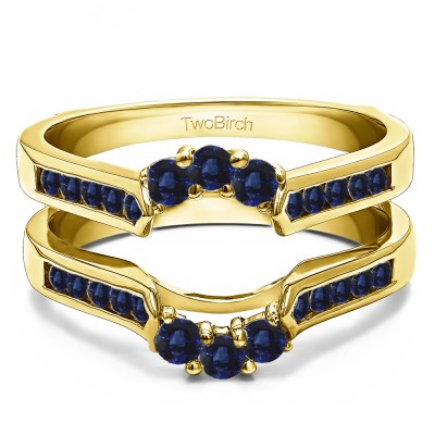 0.54 Ct. Sapphire Royalty Inspired Half Halo Ring Guard Enhancer in Yellow Gold