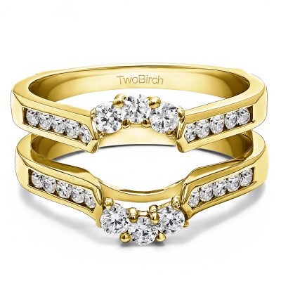 0.54 Ct. Royalty Inspired Half Halo Ring Guard Enhancer in Yellow Gold