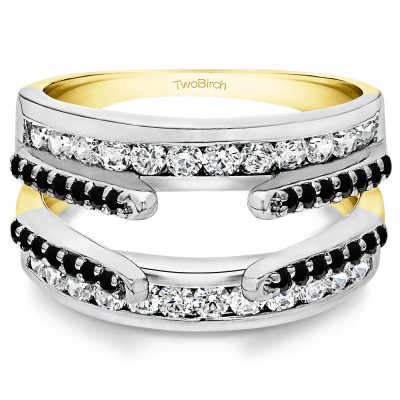 0.5 Ct. Combination Cathedral and Classic Ring Guard in Two Tone Gold