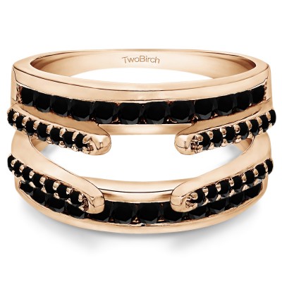 0.5 Ct. Black Stone Combination Cathedral and Classic Ring Guard in Rose Gold