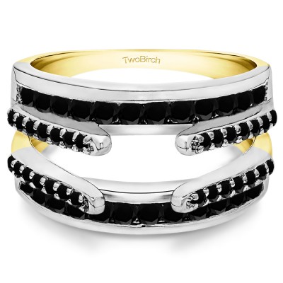 0.5 Ct. Combination Cathedral and Classic Ring Guard in Two Tone Gold