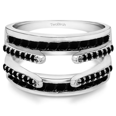 0.5 Ct. Black Stone Combination Cathedral and Classic Ring Guard