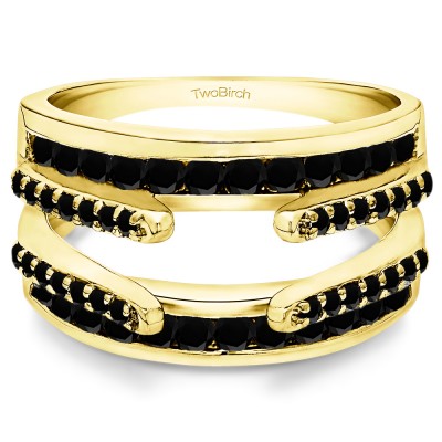 0.5 Ct. Black Stone Combination Cathedral and Classic Ring Guard in Yellow Gold