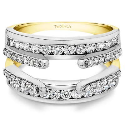 1.01 Ct. Combination Cathedral and Classic Ring Guard in Two Tone Gold