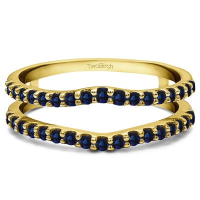 0.24 Ct. Sapphire Double Shared Prong Curved Ring Guard in Yellow Gold