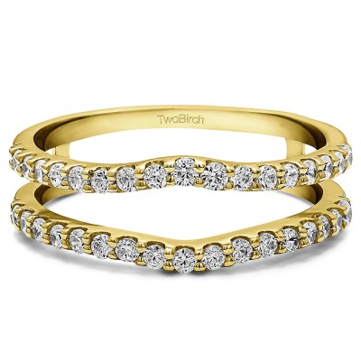 0.24 Ct. Double Shared Prong Curved Ring Guard in Yellow Gold