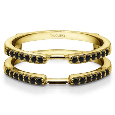 0.28 Ct. Black Stone Delicate Shared Prong ring guard in Yellow Gold