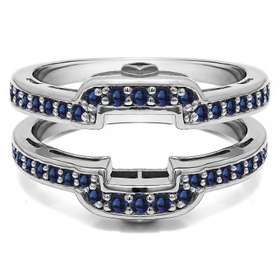 .50 Ct. Sapphire Square Halo Peek-a-Boo Wedding Ring Guard