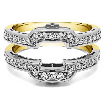 .50 Ct. Square Halo Peek-a-Boo Wedding Ring Guard in Two Tone Gold