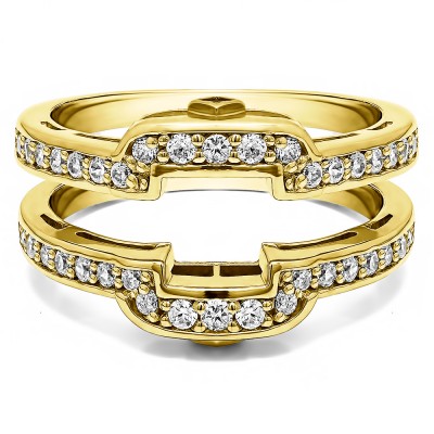 .50 Ct. Square Halo Peek-a-Boo Wedding Ring Guard in Yellow Gold