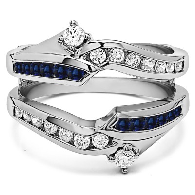 0.79 Ct. Sapphire and Diamond Round Ying Yang Anniversary Ring Guard
