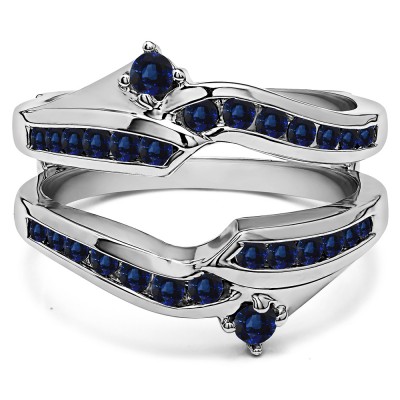 0.79 Ct. Sapphire Round Ying Yang Anniversary Ring Guard