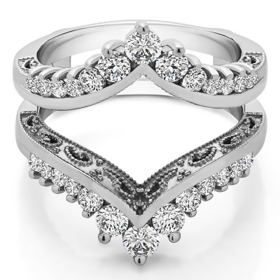 0.98 Ct. Filigree Vintage Wedding Ring Guard