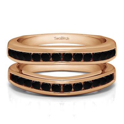 0.66 Ct. Black Stone Channel Set Contour Wedding Ring in Rose Gold