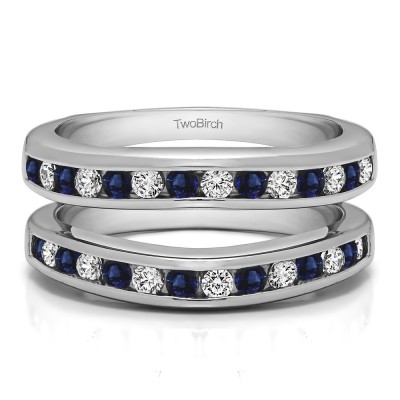 0.66 Ct. Sapphire and Diamond Channel Set Contour Wedding Ring