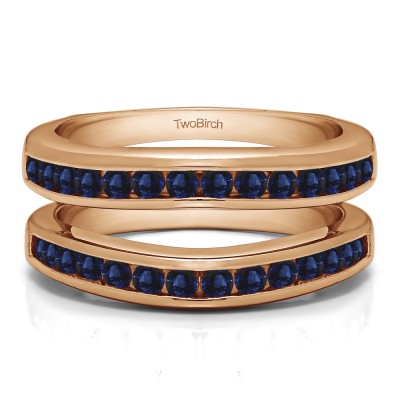 0.66 Ct. Sapphire Channel Set Contour Wedding Ring in Rose Gold