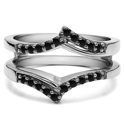 0.3 Ct. Black Stone Bypass Prong Set Wedding Ring Guard