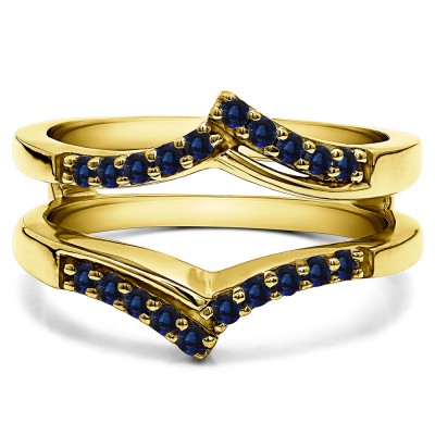 0.3 Ct. Sapphire Bypass Prong Set Wedding Ring Guard in Yellow Gold