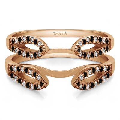 0.34 Ct. Black and White Stone Cathedral Infinity Ring Guard Enhancer in Rose Gold