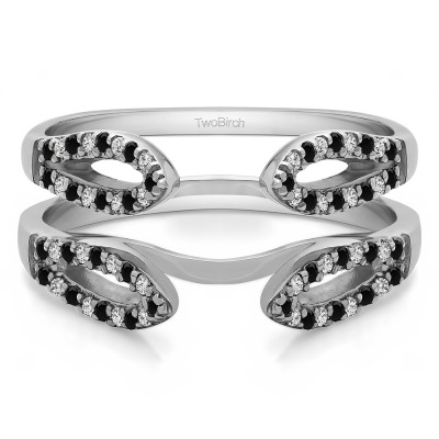 0.34 Ct. Black and White Stone Cathedral Infinity Ring Guard Enhancer