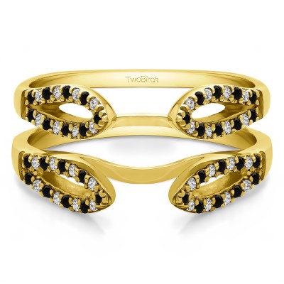 0.34 Ct. Black and White Stone Cathedral Infinity Ring Guard Enhancer in Yellow Gold