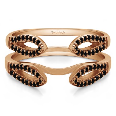 0.34 Ct. Black Stone Cathedral Infinity Ring Guard Enhancer in Rose Gold