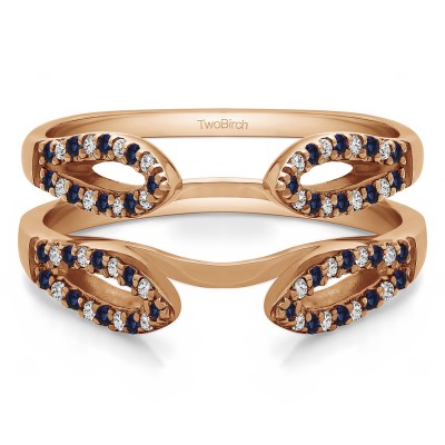 0.34 Ct. Sapphire and Diamond Cathedral Infinity Ring Guard Enhancer in Rose Gold