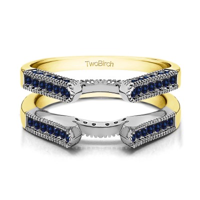 0.54 Ct. Vintage Cathedral Millgrain Ring Guard in Two Tone Gold