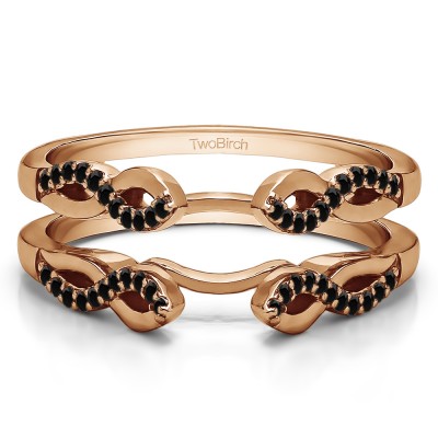 0.22 Ct. Black Stone Cathedral Infinity Designed Wedding ring guard in Rose Gold