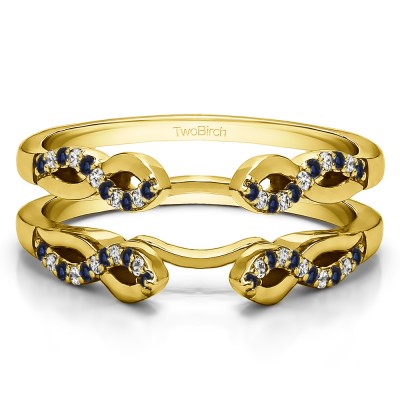 0.22 Ct. Sapphire and Diamond Cathedral Infinity Designed Wedding ring guard in Yellow Gold