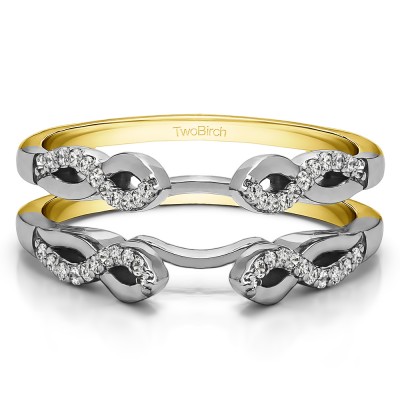 0.22 Ct. Cathedral Infinity Designed Wedding ring guard in Two Tone Gold