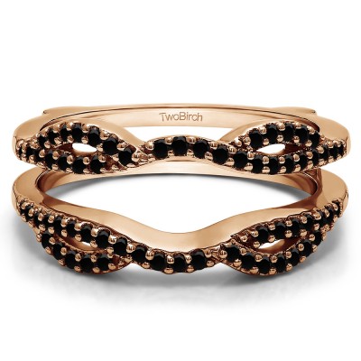 0.32 Ct. Black Stone Infinity Criss Cross ring guard in Rose Gold