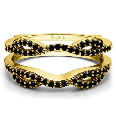 0.32 Ct. Black Stone Infinity Criss Cross ring guard in Yellow Gold