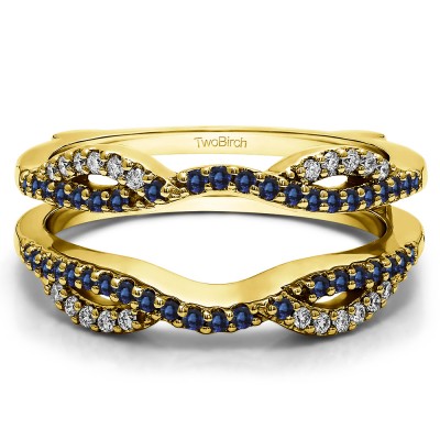 0.32 Ct. Sapphire and Diamond Infinity Criss Cross ring guard in Yellow Gold