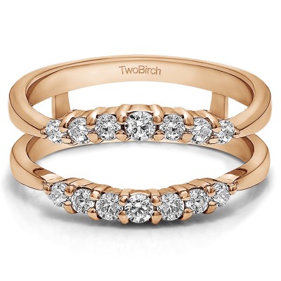 0.35 Ct. Shared Prong Curved Wedding Ring Guard Enhancer in Rose Gold