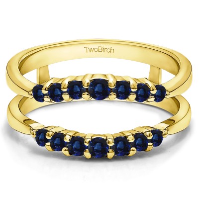 0.35 Ct. Sapphire Shared Prong Curved Wedding Ring Guard Enhancer in Yellow Gold