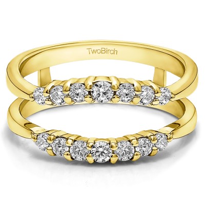 0.35 Ct. Shared Prong Curved Wedding Ring Guard Enhancer in Yellow Gold