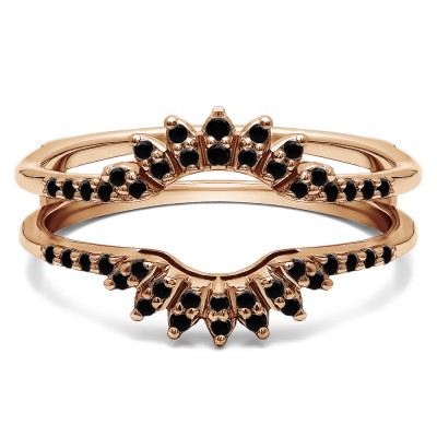 0.2 Ct. Black Stone Contoured Wedding Ring Jacket in Rose Gold