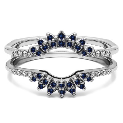 0.2 Ct. Sapphire and Diamond Contoured Wedding Ring Jacket