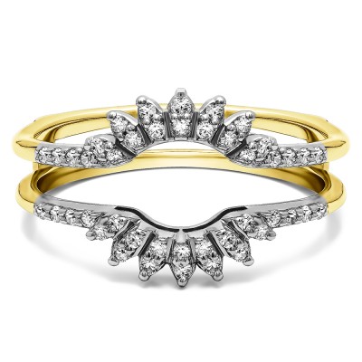 0.2 Ct. Contoured Wedding Ring Jacket in Two Tone Gold